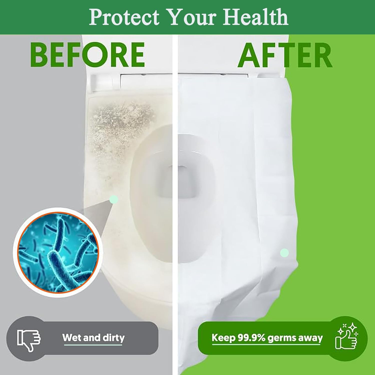 100Pcs Toilet Seat Covers Disposable - Upgraded Flushable Portable Travel Toilet Seat Paper Cover for Adults,Kids Potty Training,Travel,10 Individually Packing image number 3