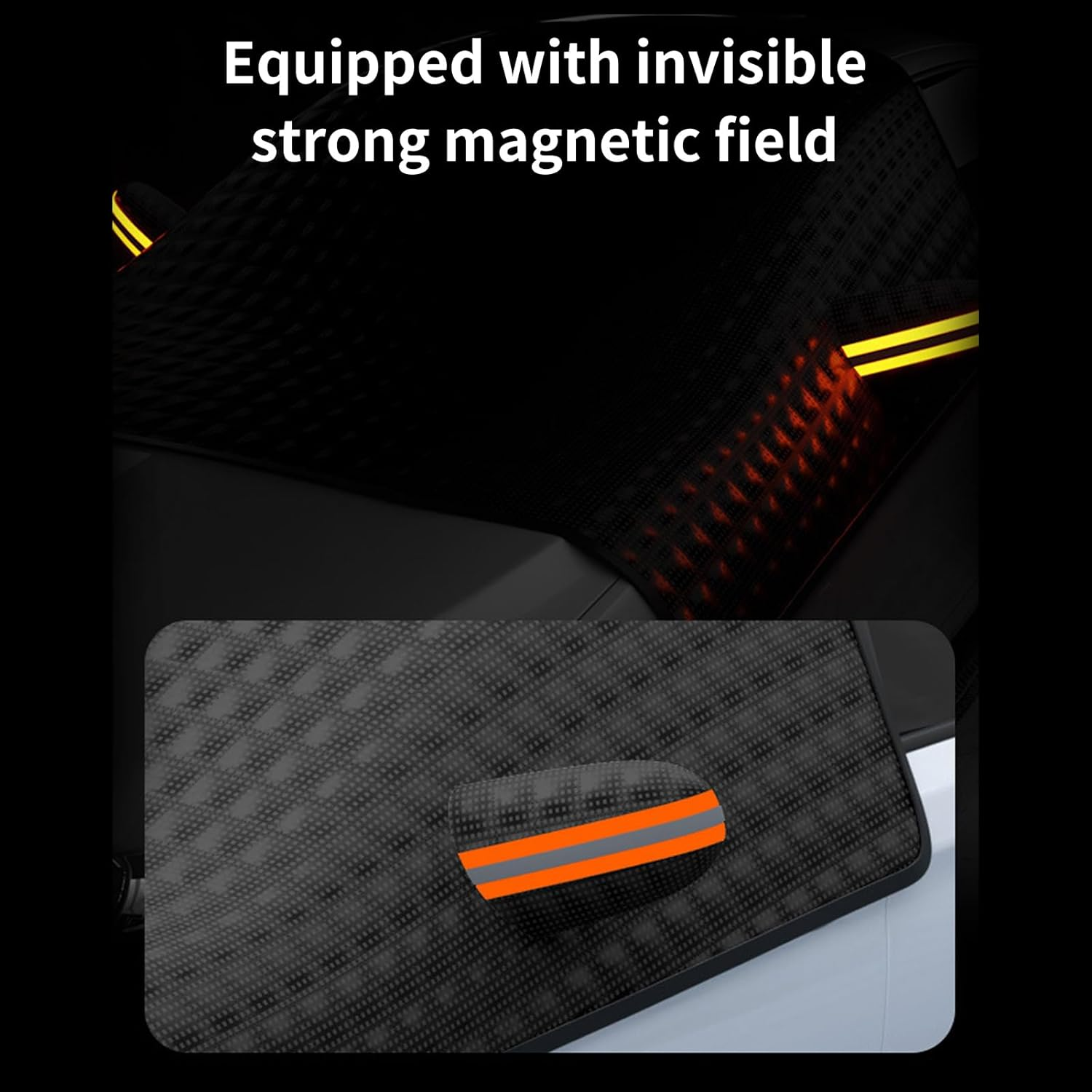 GUYOS Car Windscreen Cover Windshield Magnetic Snow Cover Windshield Front Cover anti Rain Snow Frost Sun Protection Cover Dust Protector with Magnet Reflective Strip Design image number 1