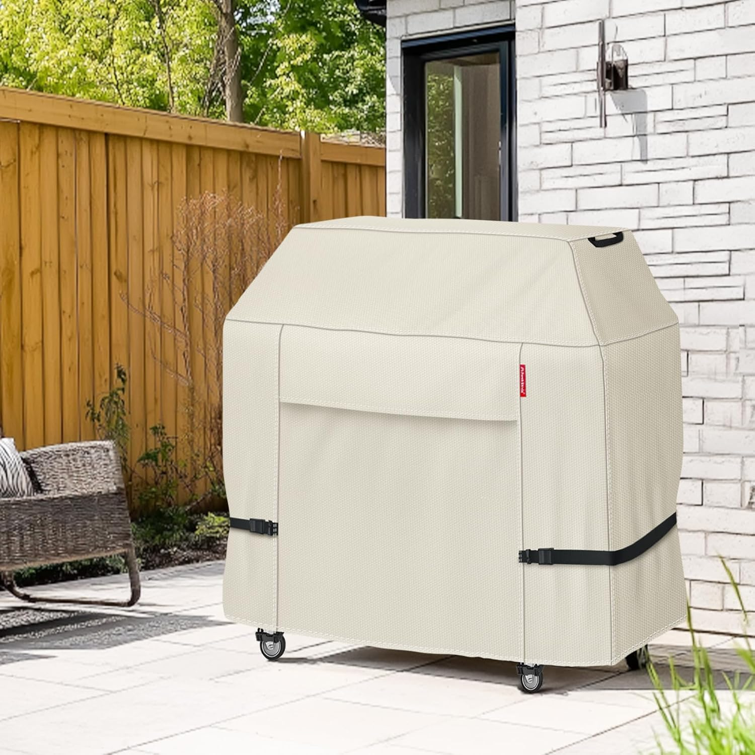 Porch Shield 50W X 24D X 46H Inch Premium Gas Grill Cover up to 48 Inch - Waterproof 600D BBQ Covers for Weber, Brinkmann, Char-Broil and More, Light Tan image number 4