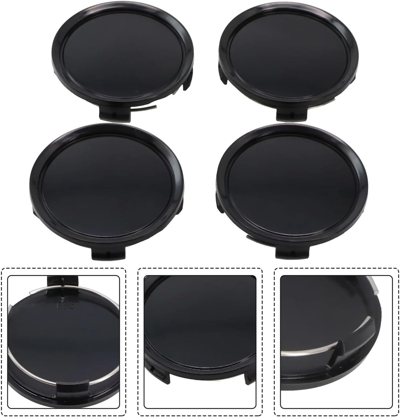 4Pcs Car Vehicle Wheel Hub Center Cap Cover Universal ABS Car Wheels Center Cap Hubcap Black 75Mm Car Accessories image number 5