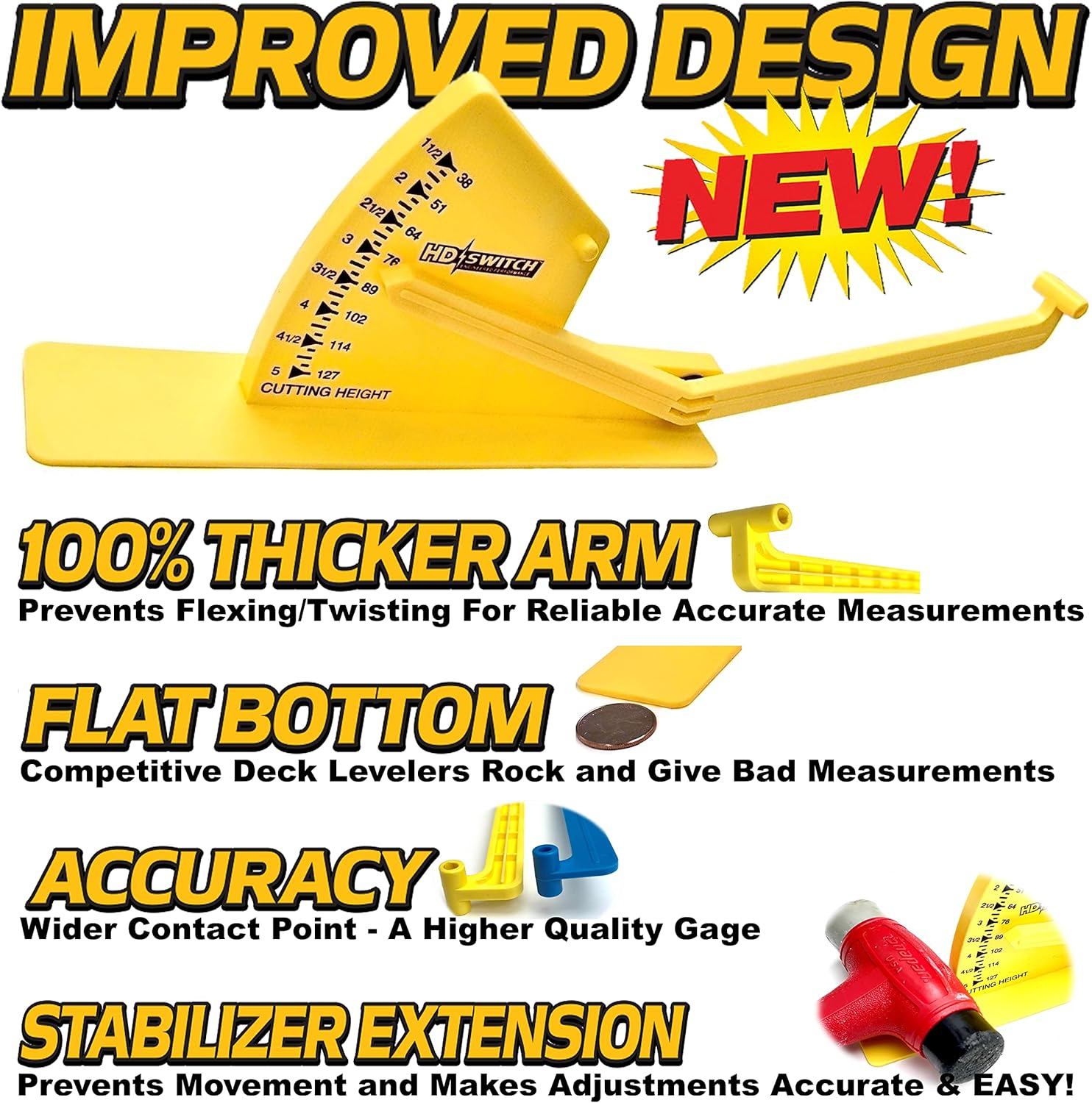 HD Switch - OEM Upgrade - Deck Blade Leveling Leveler Gage Gauge for Toro Exmark Snapper Simplicity Ferris Kubota Bush Hog Poulan Ariens Gravely Bobcat Lawn Mower Garden Tractors Zero Turn Lawnmowers image number 5