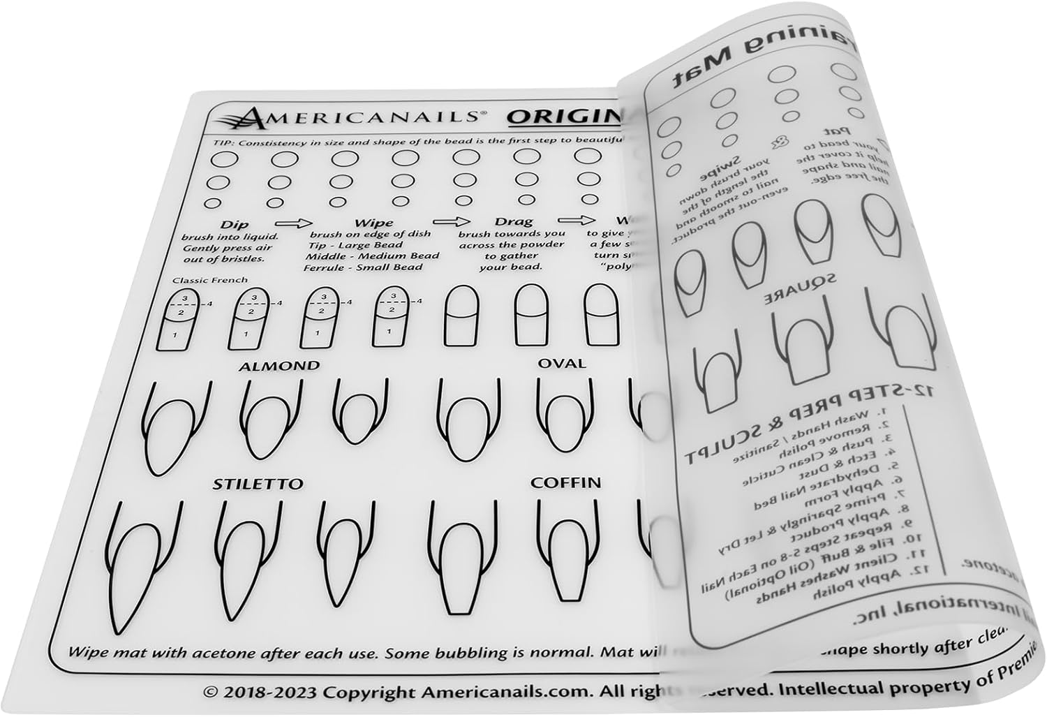 Americanails Acrylic Nail Training Mat - Silicone Trainer Sheet for Application Practice, Flexible Roll up Pad Template for Fingernails, Learn How to Apply Acrylic Nails image number 2