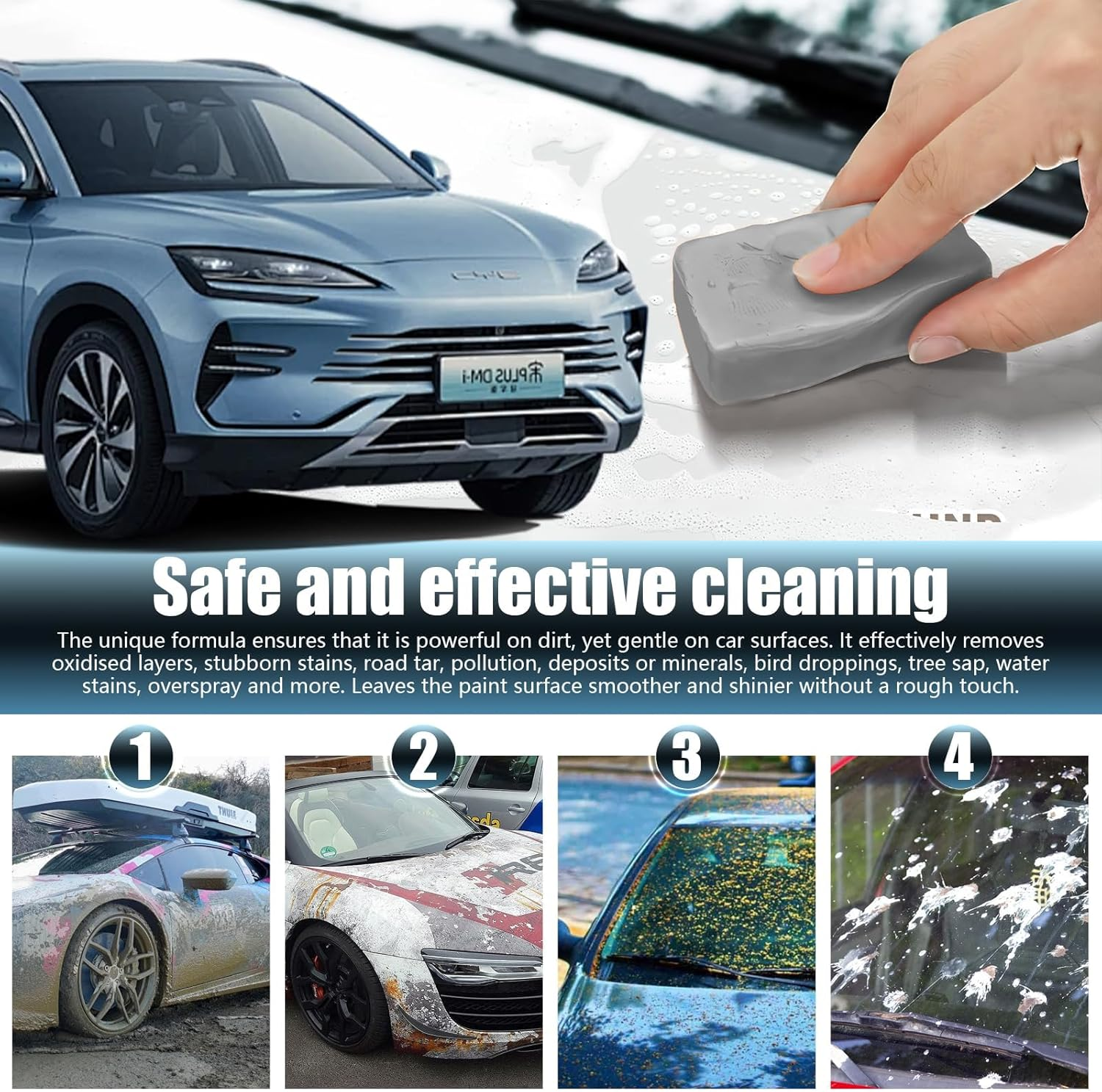 Clay Bar, 2 Pcs 100G Auto Detailing Clay Bar, Car Cleaning Clay Bars for RV, Bus, Boat, Car, SUV, Truck (Grey) image number 6