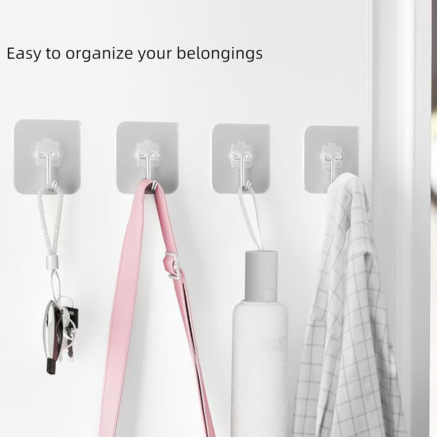 20Pcs Adhesive Hooks,Hanging Heavy Duty Wall Hooks,Self Adhesive Towel Hooks,Bathroom Shower Kitchen Key Portal Outdoor Home Improvement Practical Hooks,White - White A-20Pcs image number 6