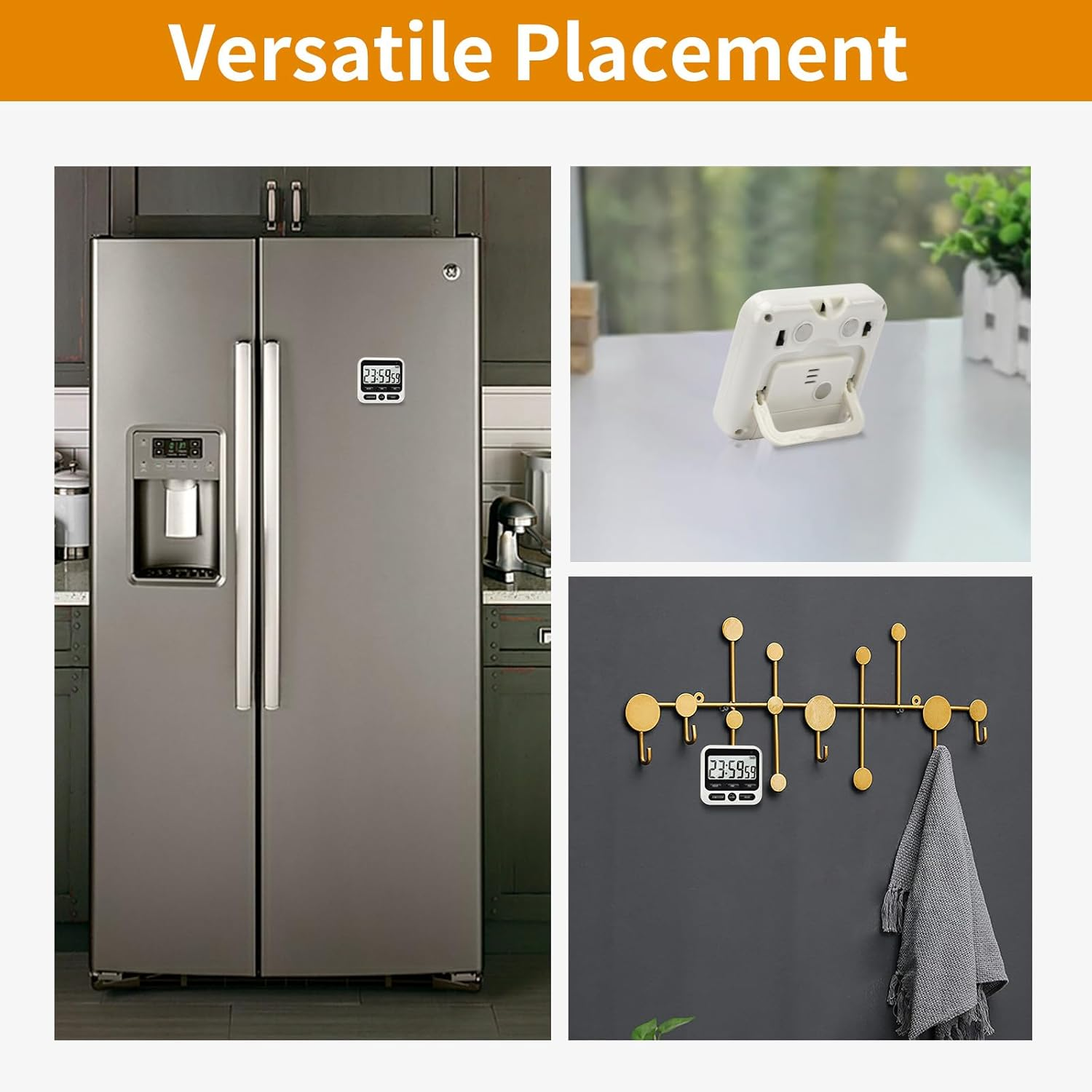 NKOVE Digital Kitchen Timer 24 Hour Clock and Alarm Function with Silent or Alarm Manual Switching Count up or down and Memory Function for Cooking, Baking, Meeting