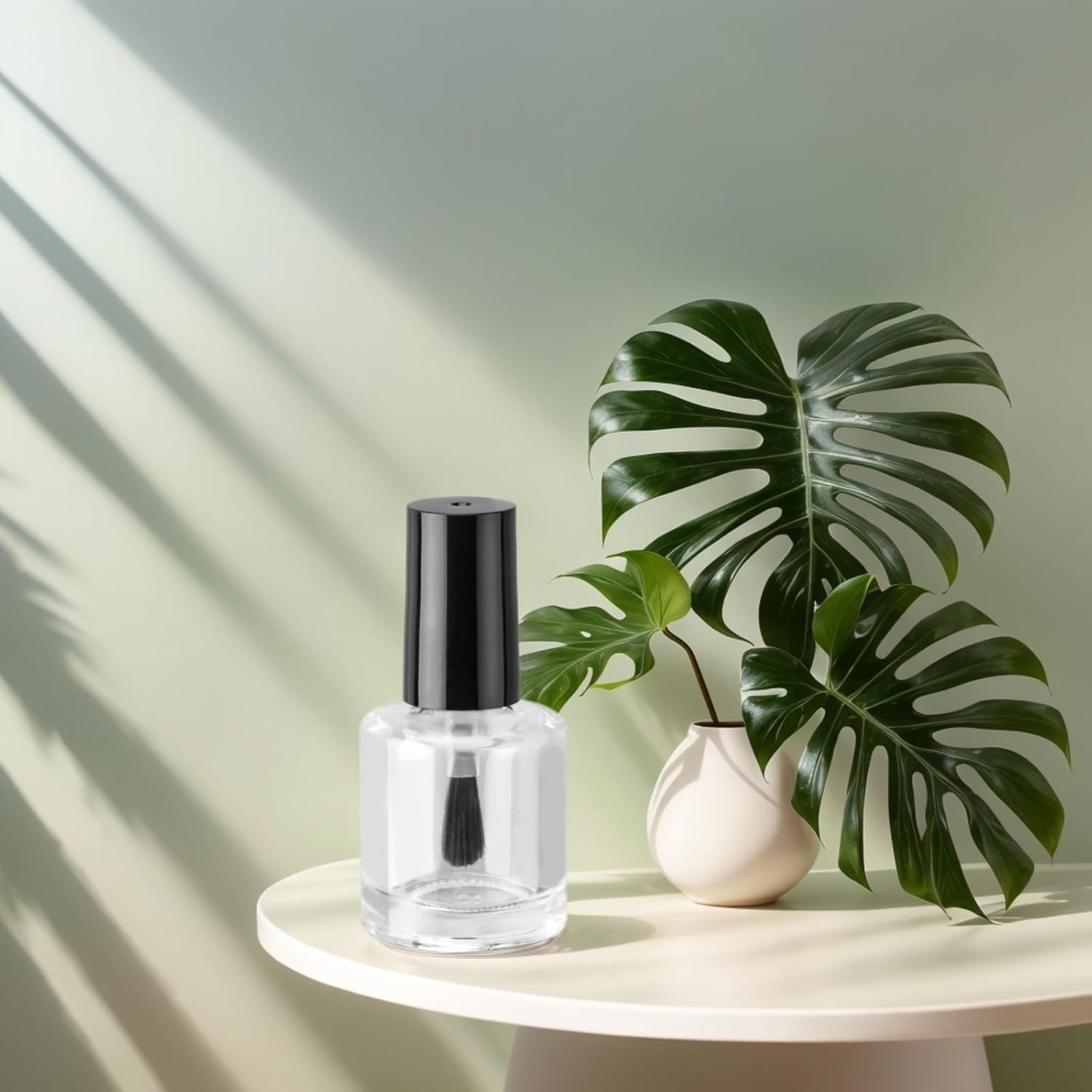 Agidea 2PCS Empty Nail Polish Bottles with Rounded Brush,Empty Glass Clear Refillable Nail Polish Containers Vials with Mixing Balls & Funnels & Black Cap for DIY Nail Art Samples (10ML) image number 4