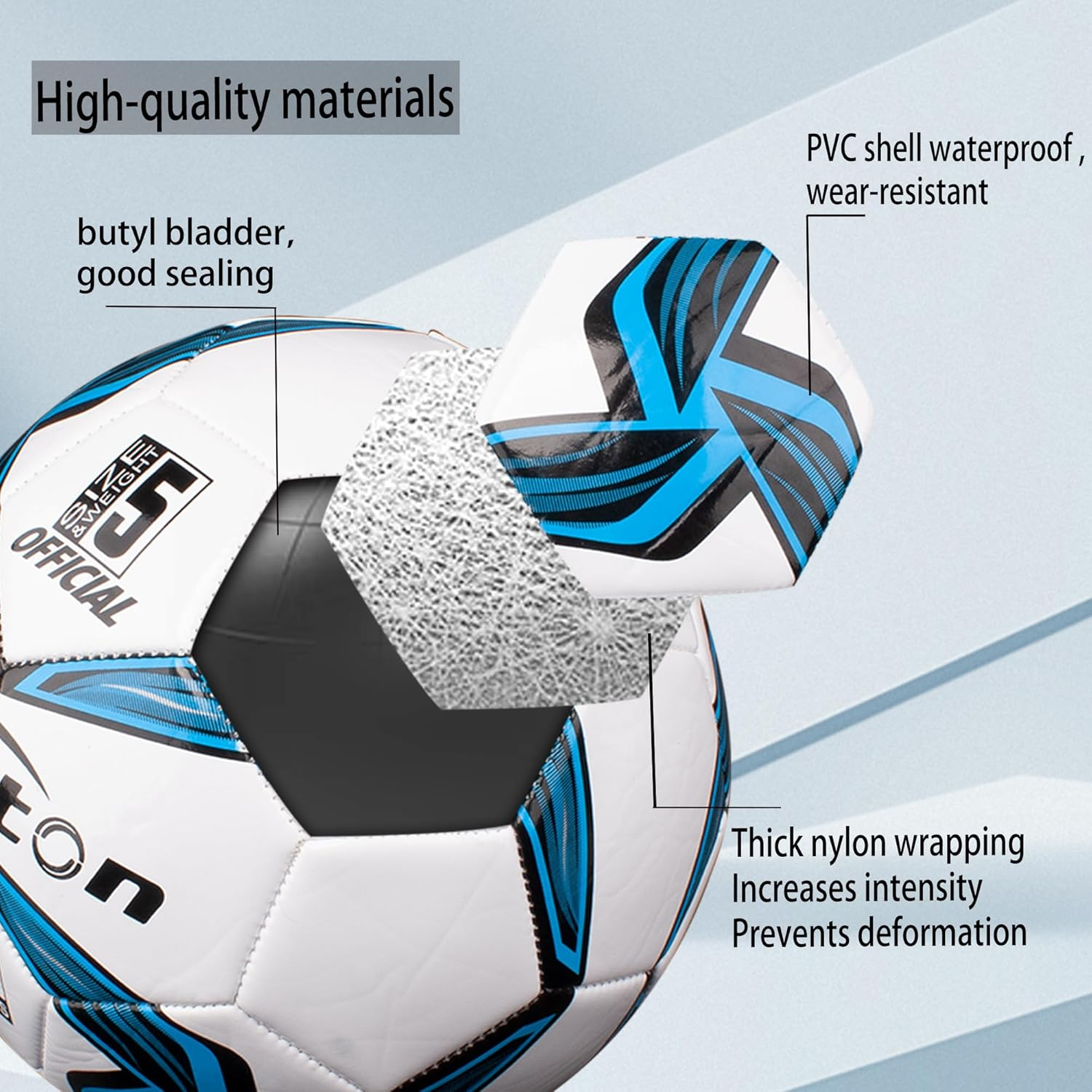 Senston Soccer Ball Official Size 5 & Size 4 & Size 3 with Pump - Official Match Training Football Adults Soccer Ball image number 6