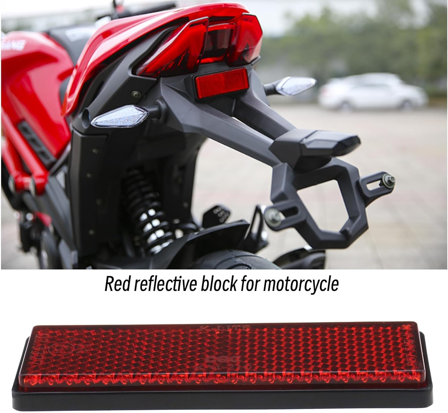 Ecsing 4PCS Motorcycle Reflectors Red Self-Adhesive Plastic Safety Warning Reflective Sticker 94Mm X 27Mm X 9Mm for Car Motorcycle Caravan Trailer Electric Scooter