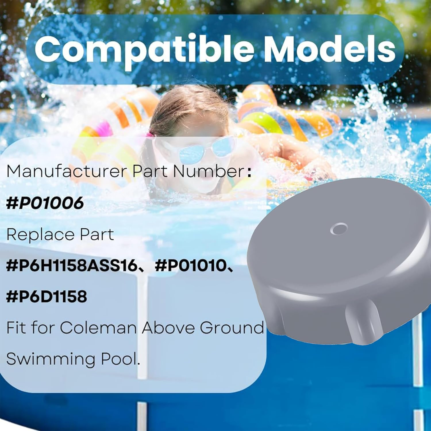 Ultimate Coleman Drain Cap Replacement - Heavy Duty Grey Valve Cover for above Ground Pools (P01006/P01010/P6D1158/P6H1158Ass16),Stop Leaks Now! image number 1