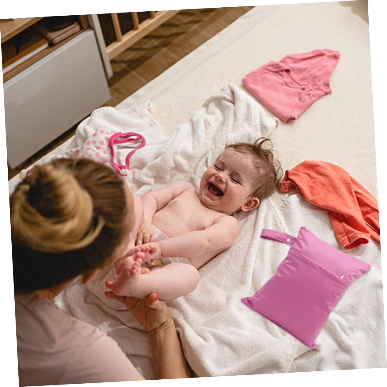 MERRYHAPY 2Pcs Multi-Function Diaper Storage Bag Wet Bag for Travel Lightweight Diaper image number 5