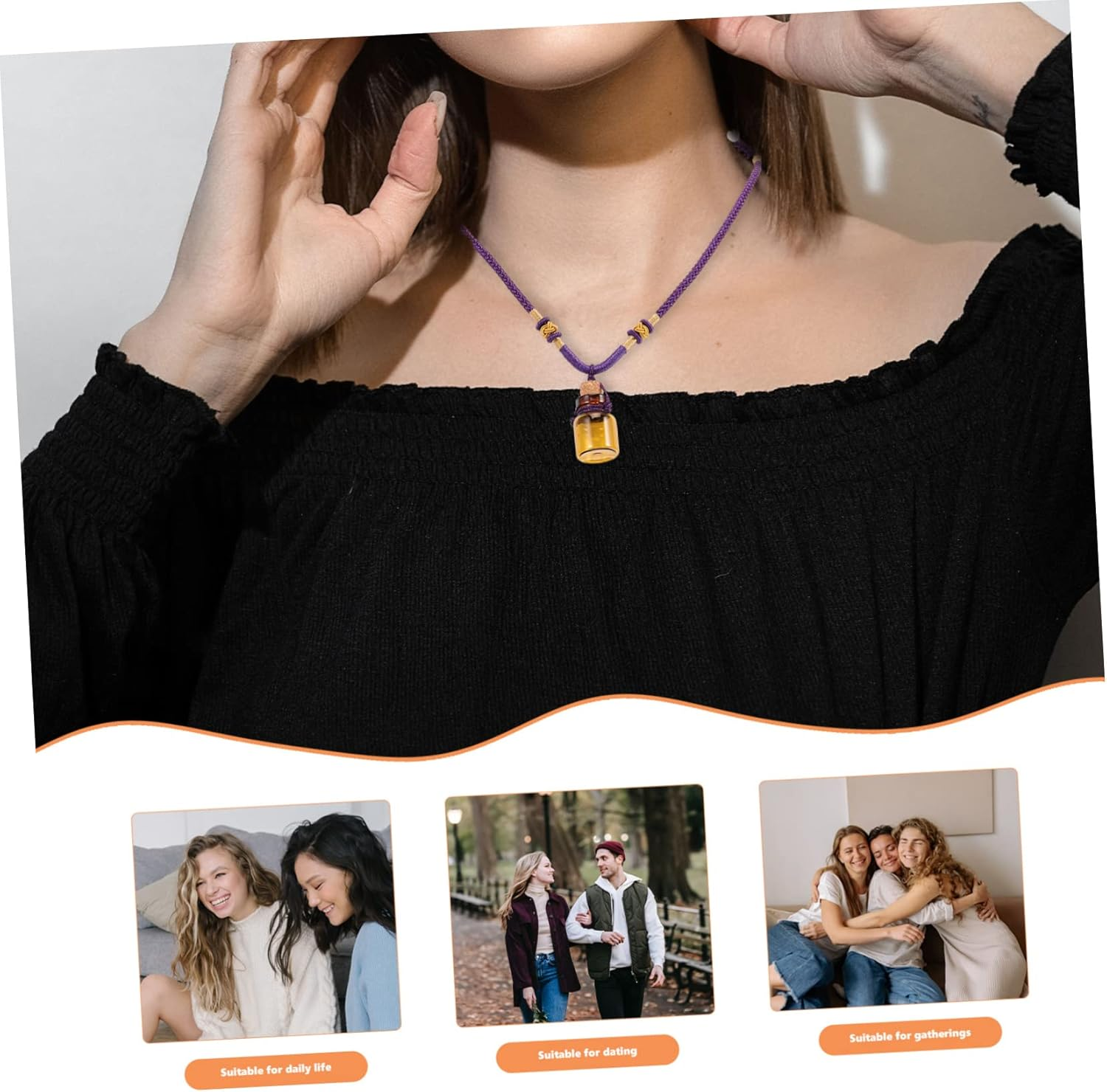 PLAFOPE 6Pcs Empty Perfume Bottle Essential Oil Pendants Creative Aroma Bottle Pendant Necklace