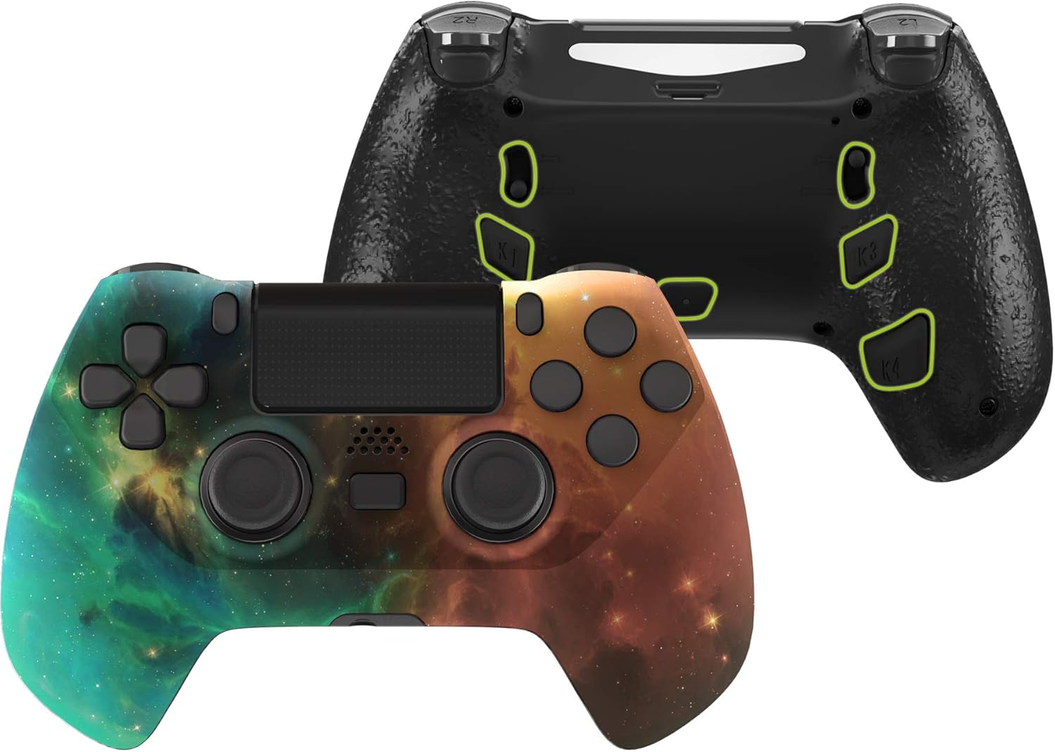 Extremerate Orange Star Universe Decade Tournament (DTC) Upgrade Kit Compatible with PS4 JDM-040/050/055, Upgrade Board & Ergonomic Shell & Back Buttons & Trigger Stops - Controller NOT Included