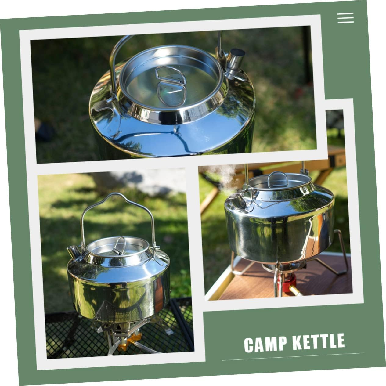 Portable Water Kettle Camp Kettle Stainless Steel Lightweight Sturdy Multi-Functional Fast Boiling Outdoor Accessories for Camping Hiking Fishing and Travel image number 3
