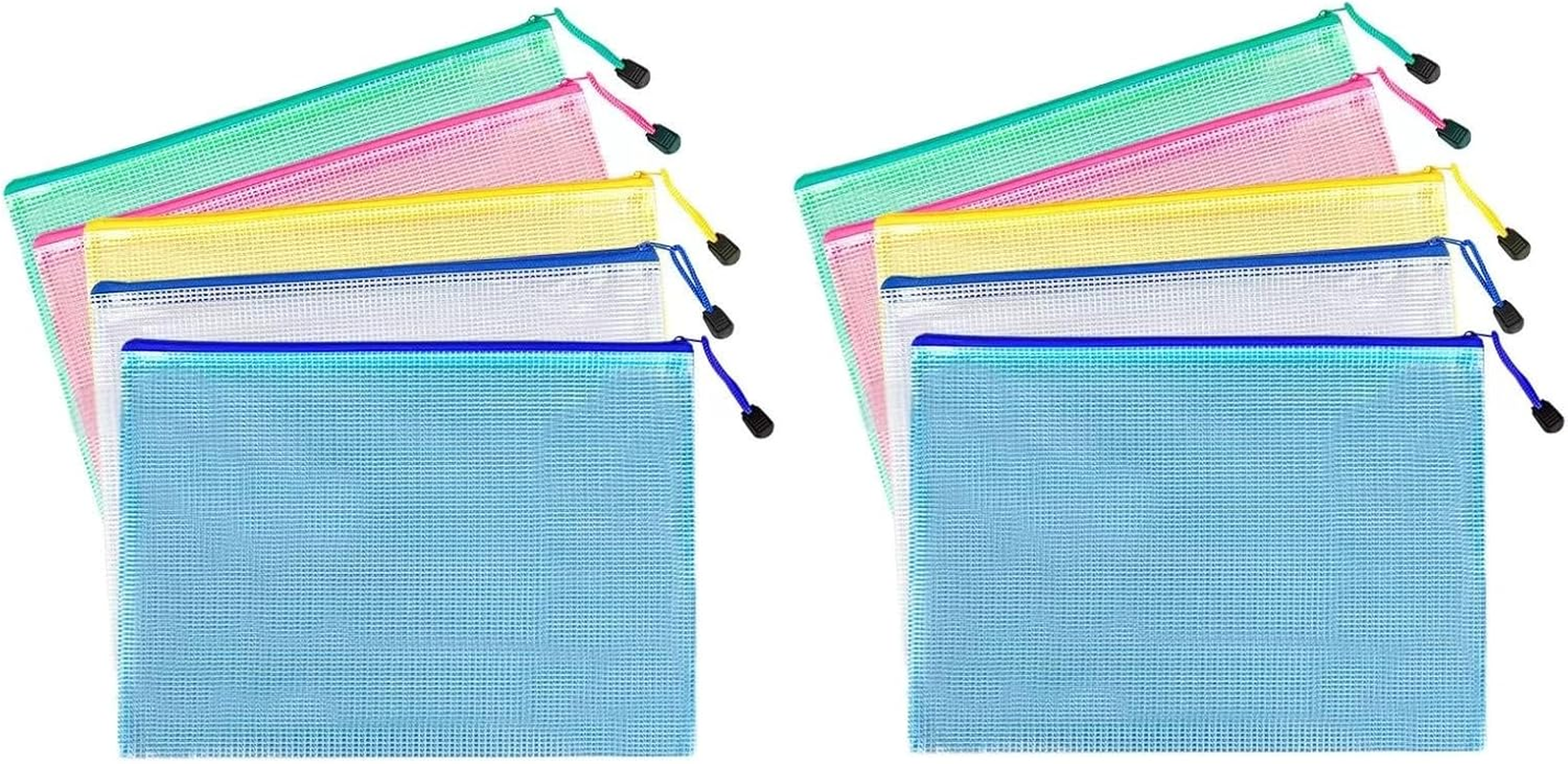 10 Pack Mesh Document Bag, Plastic Zipper File Waterproof Folders Document Pouch for Paperwork School Office Supplies, Filing Envelopes Organizing Storage (A4-13.0X9.0 In)