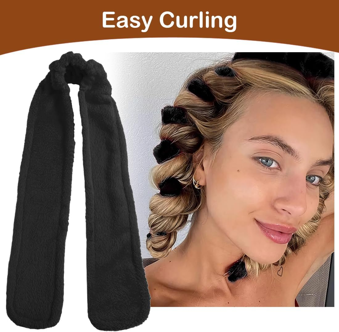 NHQZ Overnight Curls Band without Heat, Heatless Curls Band, Heatless Curler Non-Slip, Hair Band Curls Overnight, Overnight Blowout Curls Styling Wave, Curls without Heat (Black) image number 2