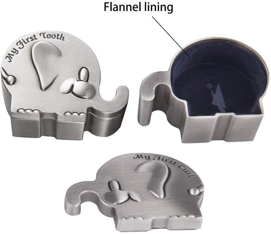 Feyarl First Curl and First Tooth Keepsake Box for Kids Metallic Engraved Elephant Shape (2.4 X 1.6 X 1.2 Inches) image number 5