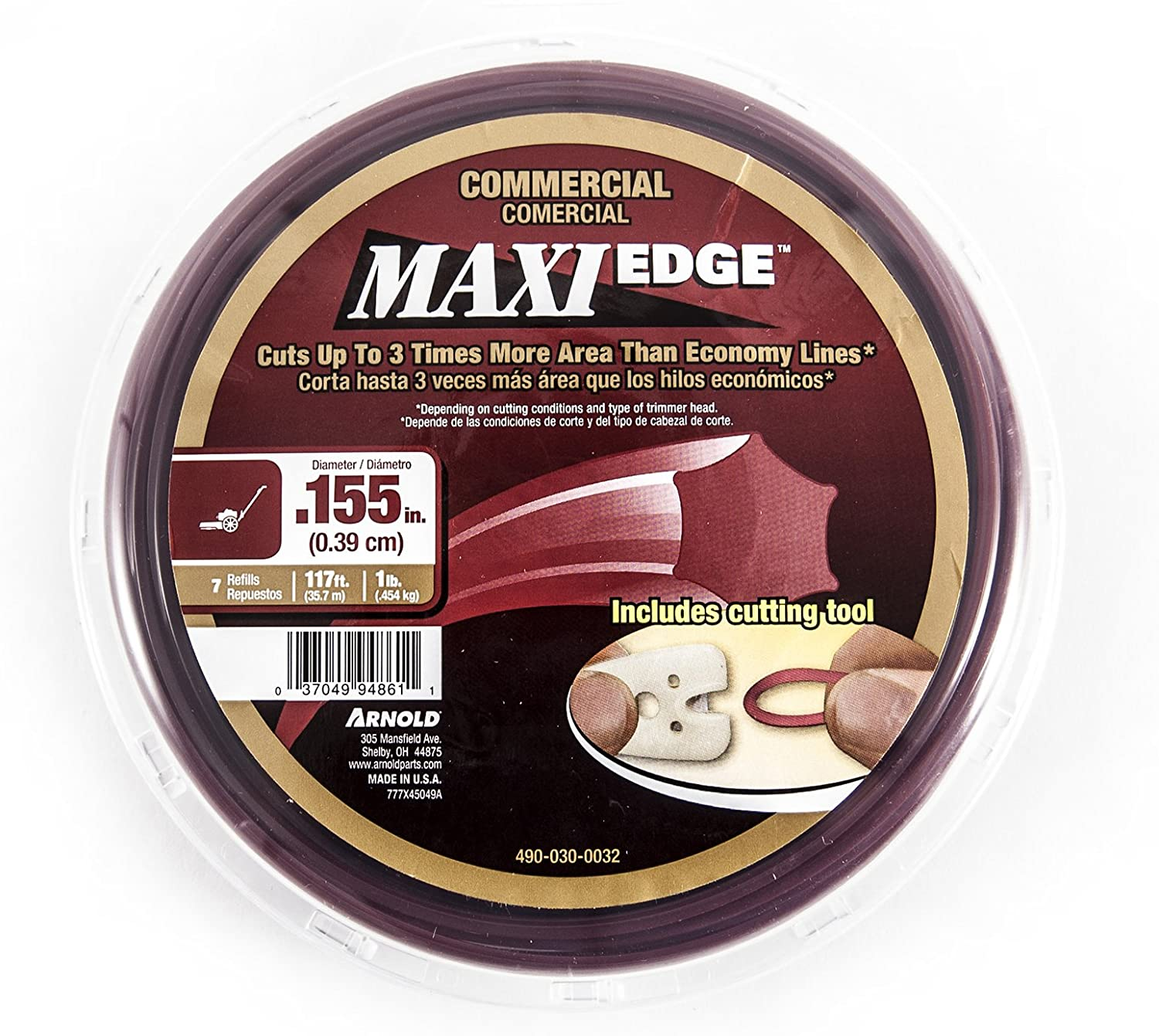 Arnold 490-030-0032 Maxi-Edge Commercial Grade String Trimmer Line with Cutting Tool, Universal Fit, 7 Refills, .155-Inch X 117-Feet - .065 Inch X 220 Feet image number 5