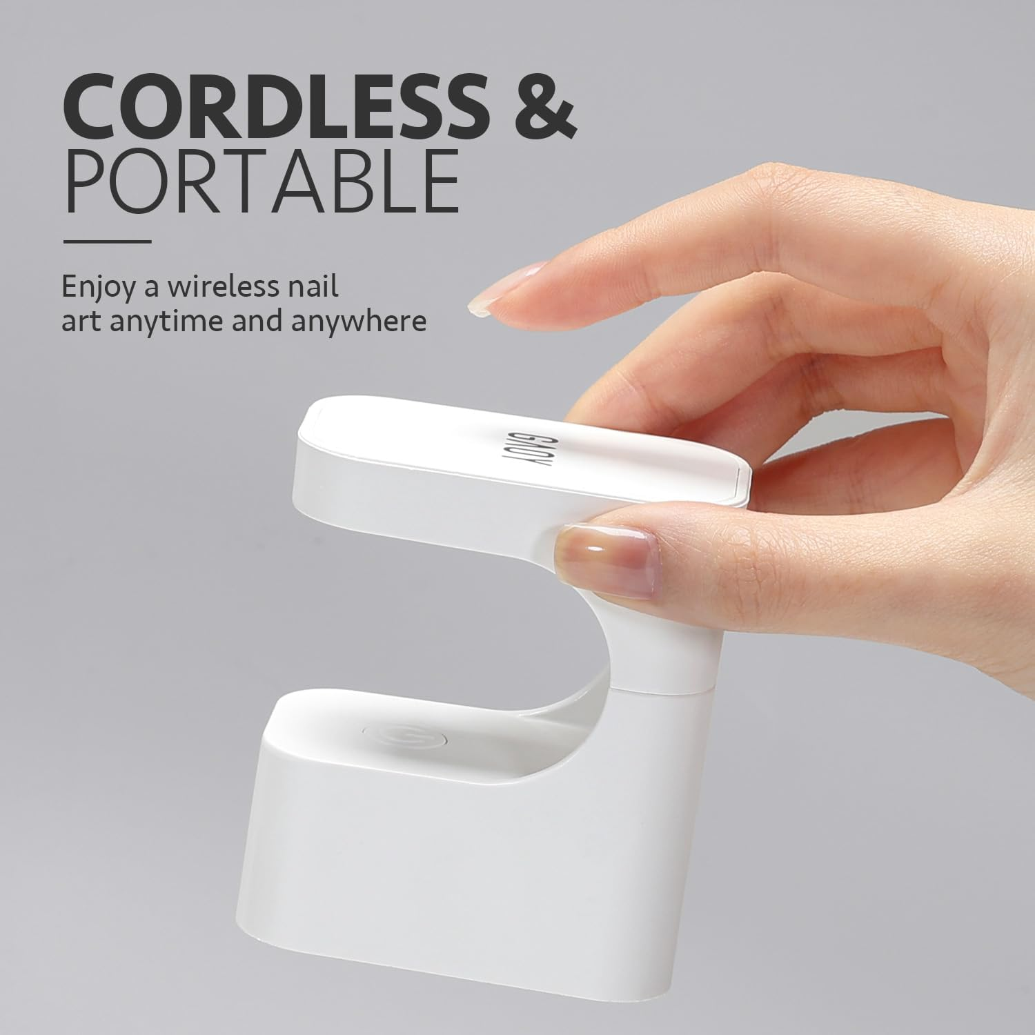 GAOY Mini UV Light for Gel Nails, Rechargeable LED Nail Lamp with 2 Timers, Cordless Portable UV Light for Fast Curing, White image number 5