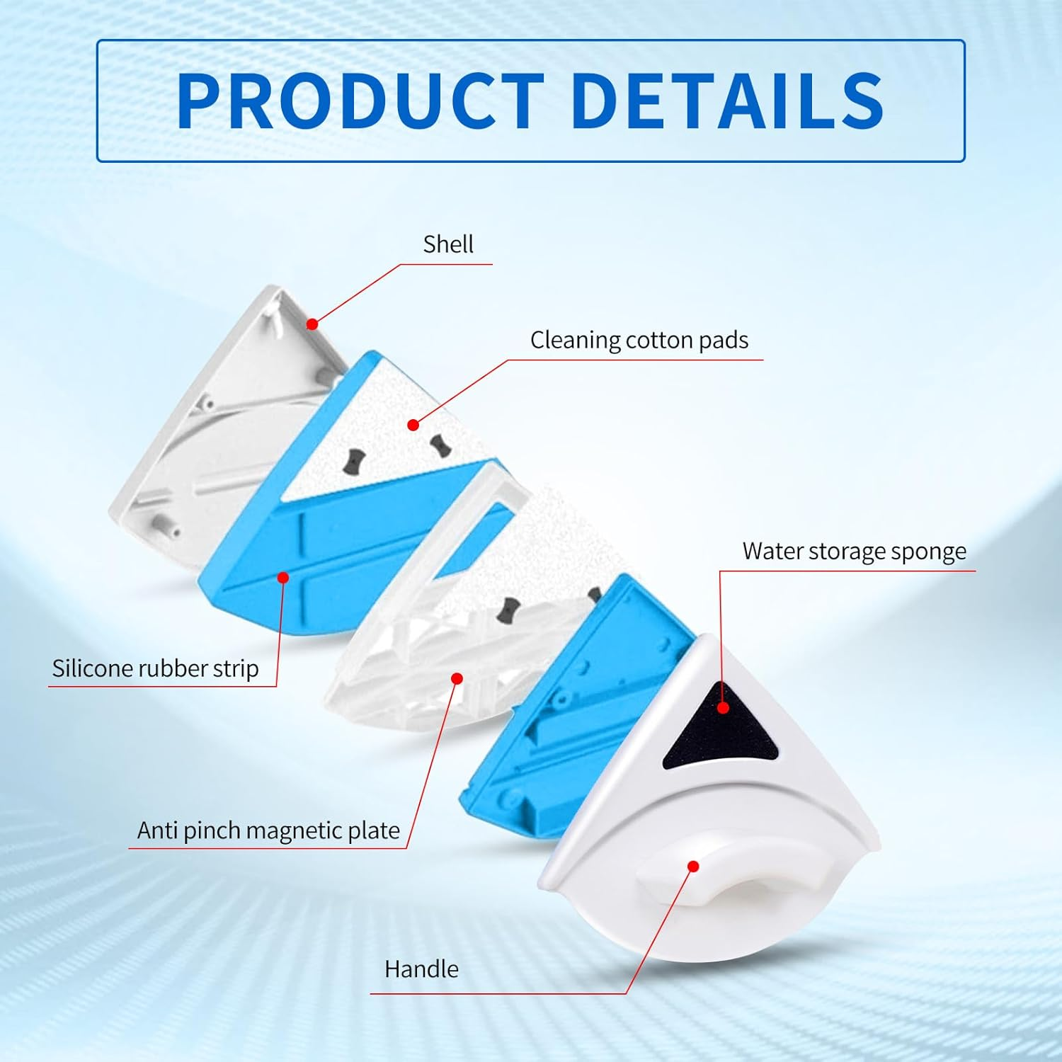 Double-Sided Magnetic Window Wiper for 3-8Mm Thickness Single-Sided Glass Window Wiper for Home High Rise image number 2