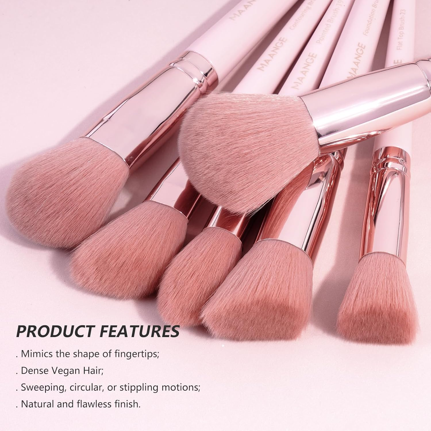 MAANGE 30 Pcs Professional Makeup Brushes with Case, Premium Synthetic Face Foundation Powder Blush Eyeshadow Blending Eye Brush Set Travel Makeup Brushes Set (Pink) image number 1