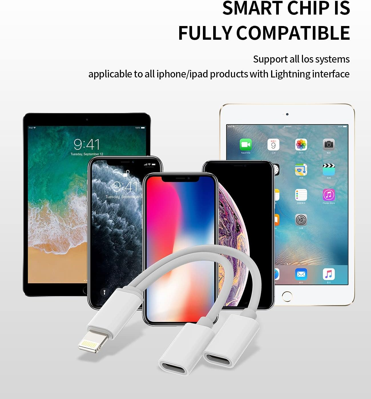 Dual Lightning Splitter(2Pack)Apple MFI Certified Iphone Headphone Adapter 2In1 AUX Charging Double Jack Dongle Adaptador Para for 11 12 13 14 Pro Max Mini SE X XR 7 8Plus Charge Audio Converter Cable image number 1