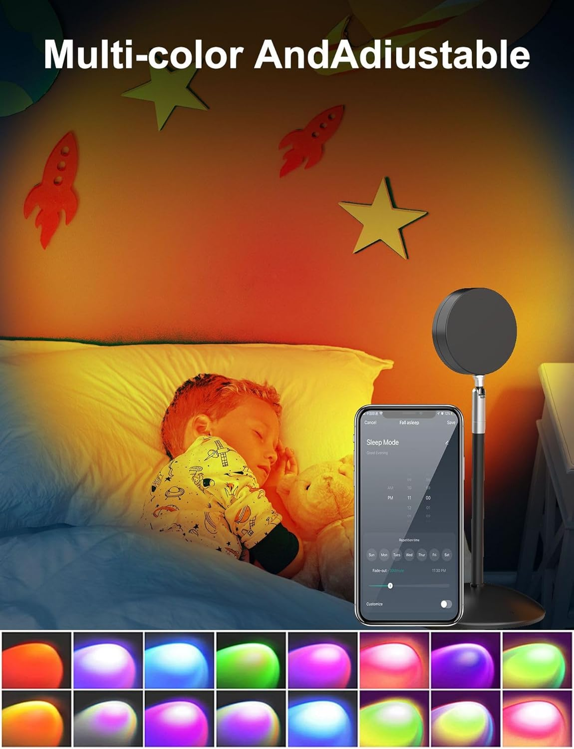 Uantii Tuya Smart Sunset Lamp Wireless Bluetooth Sunset Projector RGB Rainbow Atmosphere Led Light for Home Decoration App Control image number 2