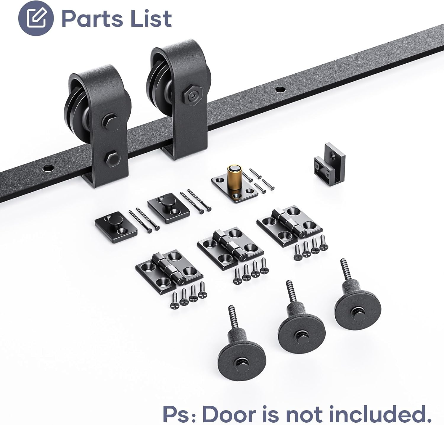 FINOSEN 40 Inch Bifold Barn Door Hardware Track Kit for Two 18 Inch Closet Doors,Top Mount Sliding System,Heavy Duty Roller,Smoothly and Quietly,Black(Bifold Door Not Included) image number 4