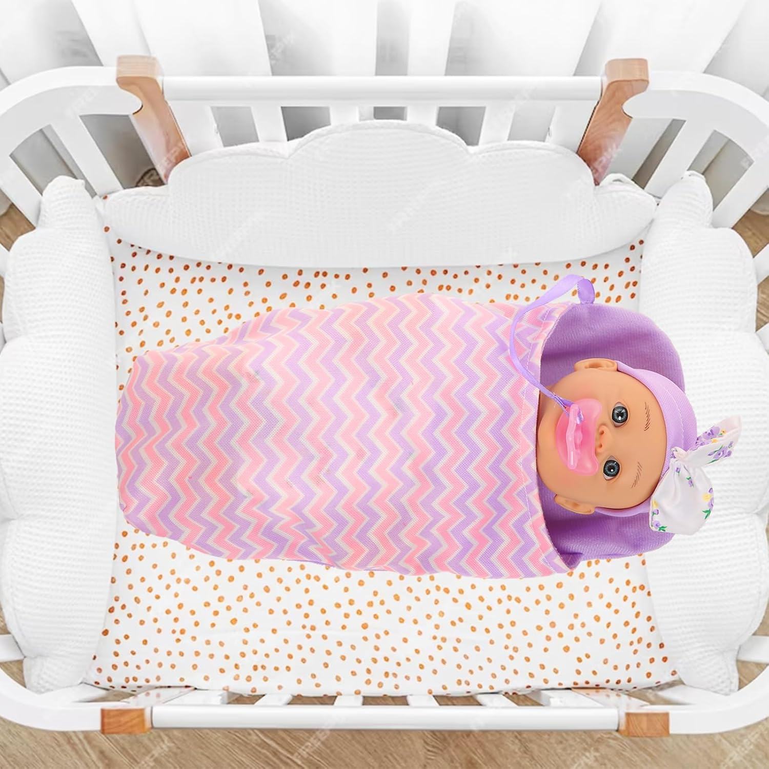 Barwa 10 Inch Reborn Baby Doll with Sleeping Bag Pacifier Realistic Soft Baby Dolls with Hairband for Toddlers Best Gift image number 1