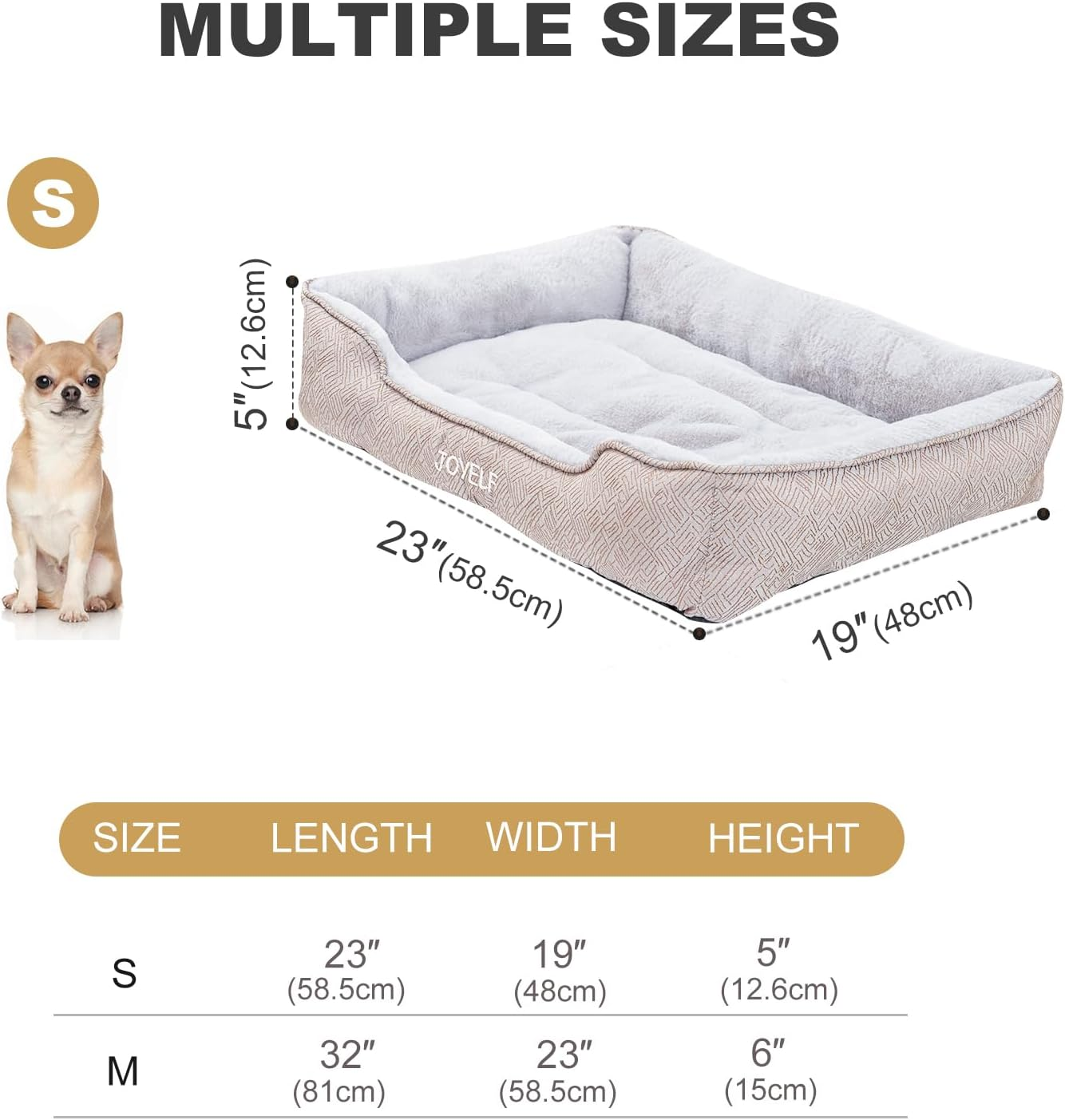 JOYELF Dog Bed Washable Calming Pet Bed, anti Anxiety Cat Bed & Sofa, Cute Plush Pet Bed for Small Dog and Cat - Small Rectangle image number 1