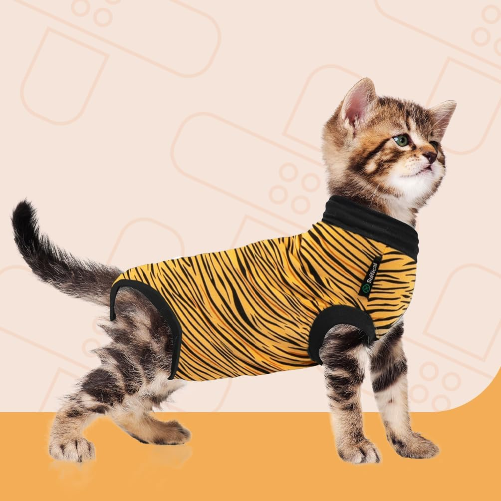 Suitical Recovery Suit for Cats | Spay and Neutering Cat Surgery Recovery Suit for Male or Female | Soft Fabric for Skin Conditions | 3XS | Neck to Tail 11.4&rdquo; - 14.6&rdquo; | Black Camouflage