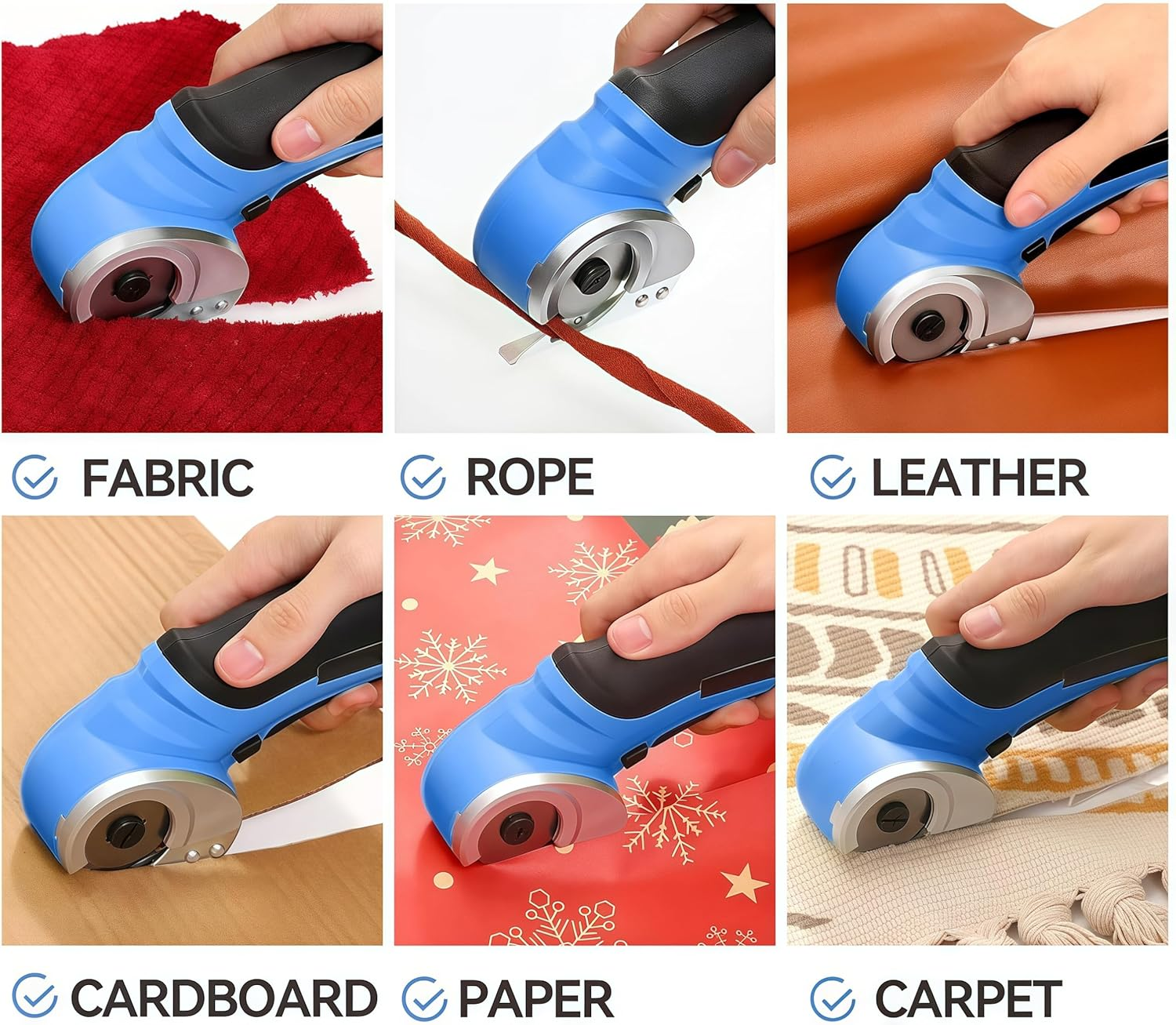 Cordless Electric Scissors, 4.2V Cardboard Cutter Tool for Cardboard Carpet Leather Packages Plastic with Rechargeable Battery (Blue) image number 1