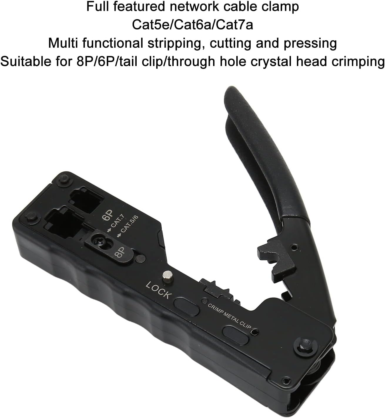 RJ45 Crimp Tool, High Carbon Steel Skid Handle Cable Crimping Tool Adjustable Crimping Mode for Cat5E image number 4