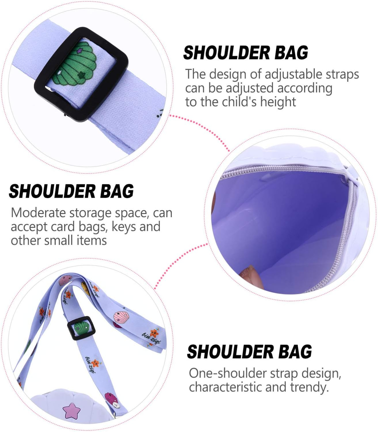 KESYOO Kids Crossbody Bag Cartoon Seashell Coin Purse Silicone Shoulder Bag Mini Cute Little Girls Handbag Messenger Pouch for Toddler Baby Girls Purple image number 3