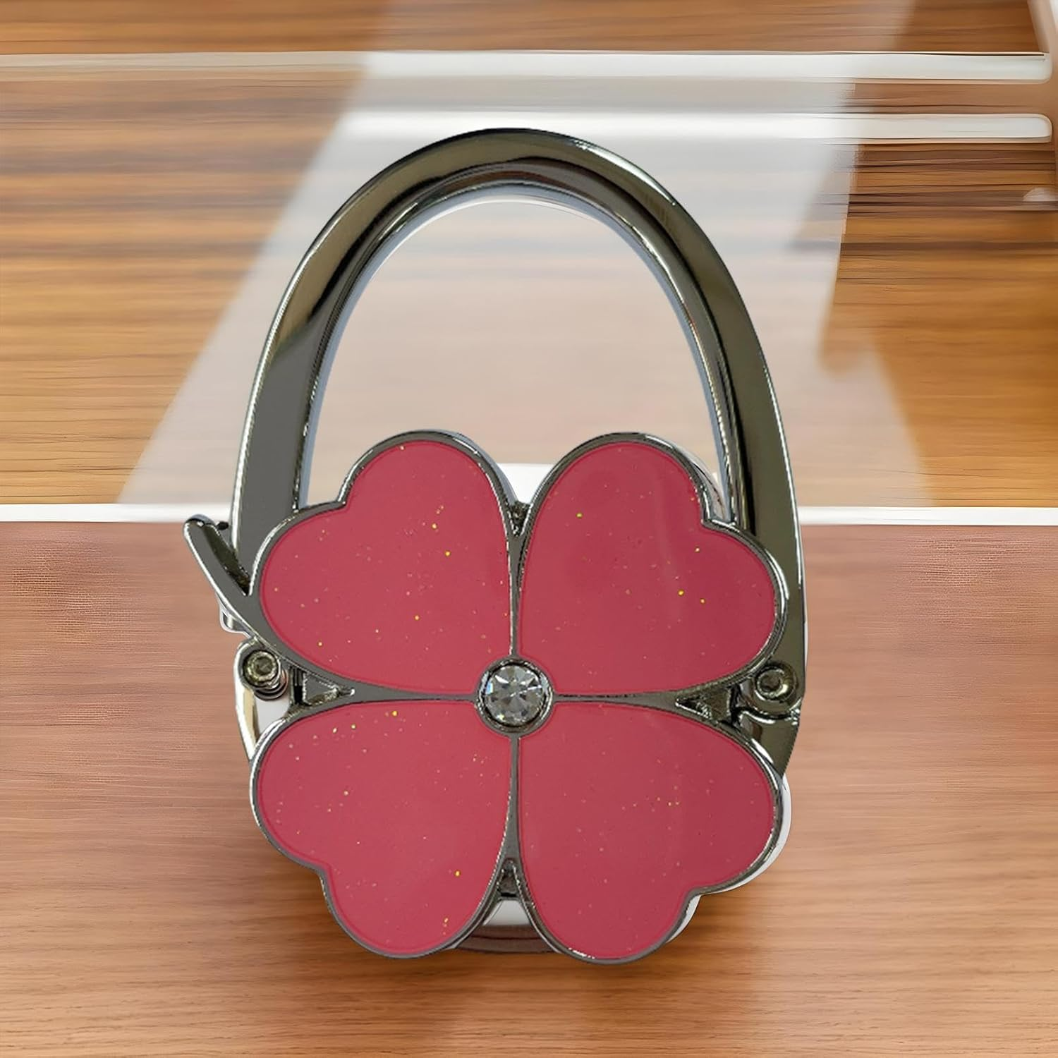 Bag Holder for Table, Purse Holder for Table | Four Purse Clips Designed in Clover - Pocket Holder, Handbag Organizers, Desk Bag Hanger For image number 2