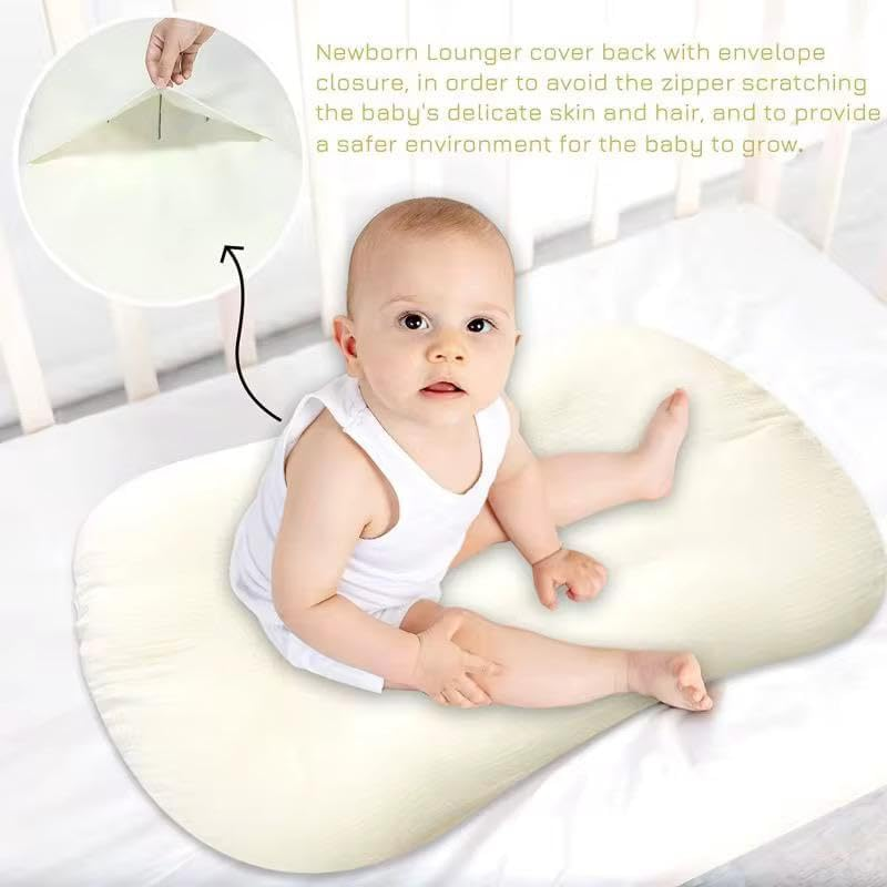 Baby Lounger and Cover(Free Cover). HNPP Nude Pink Lounger and Cream Gauze Cotton Cover. (Cream)