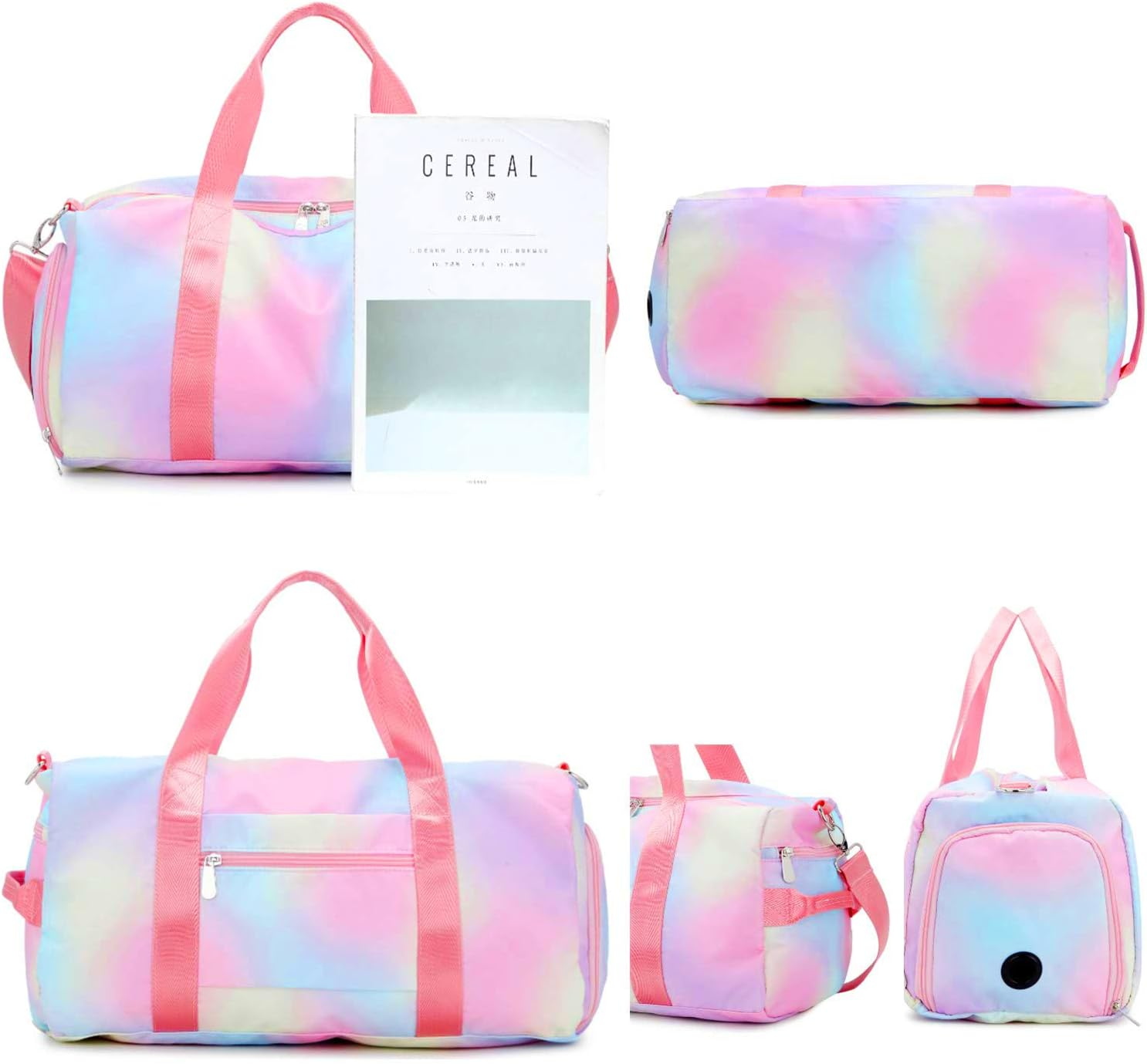 Sport Gym Duffle Travel Bag for Men Women Duffel with Shoe Compartment, Wet Pocket, Rainbow Pink-C, 19.7"X9.5"X9.9" - Rainbow Pink-C image number 5