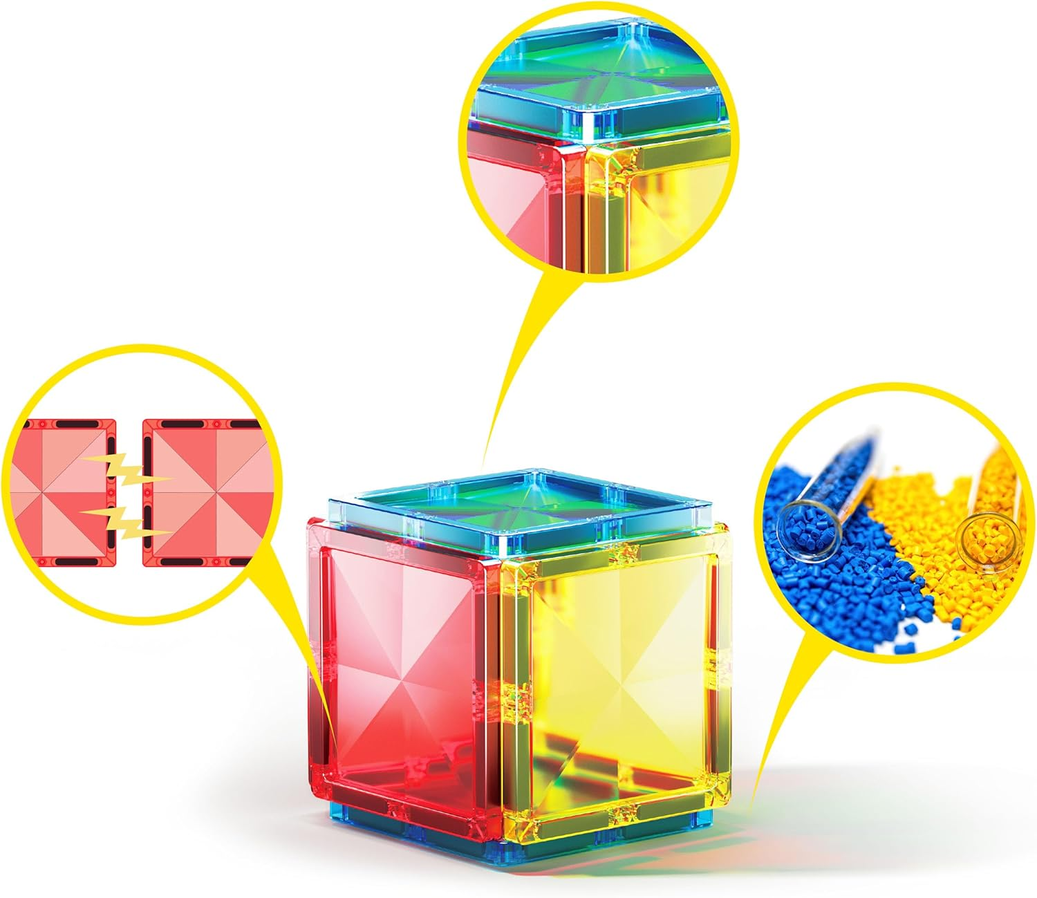 Picassotiles 12Pc Magnet Tile Building Blocks Mini Diamond Series Magnetized Toy Travel Size Compact Portable Magnetic Construction Block STEM Sensory Toy Early Education Learning Kids Ages 3+ PTM12 image number 5