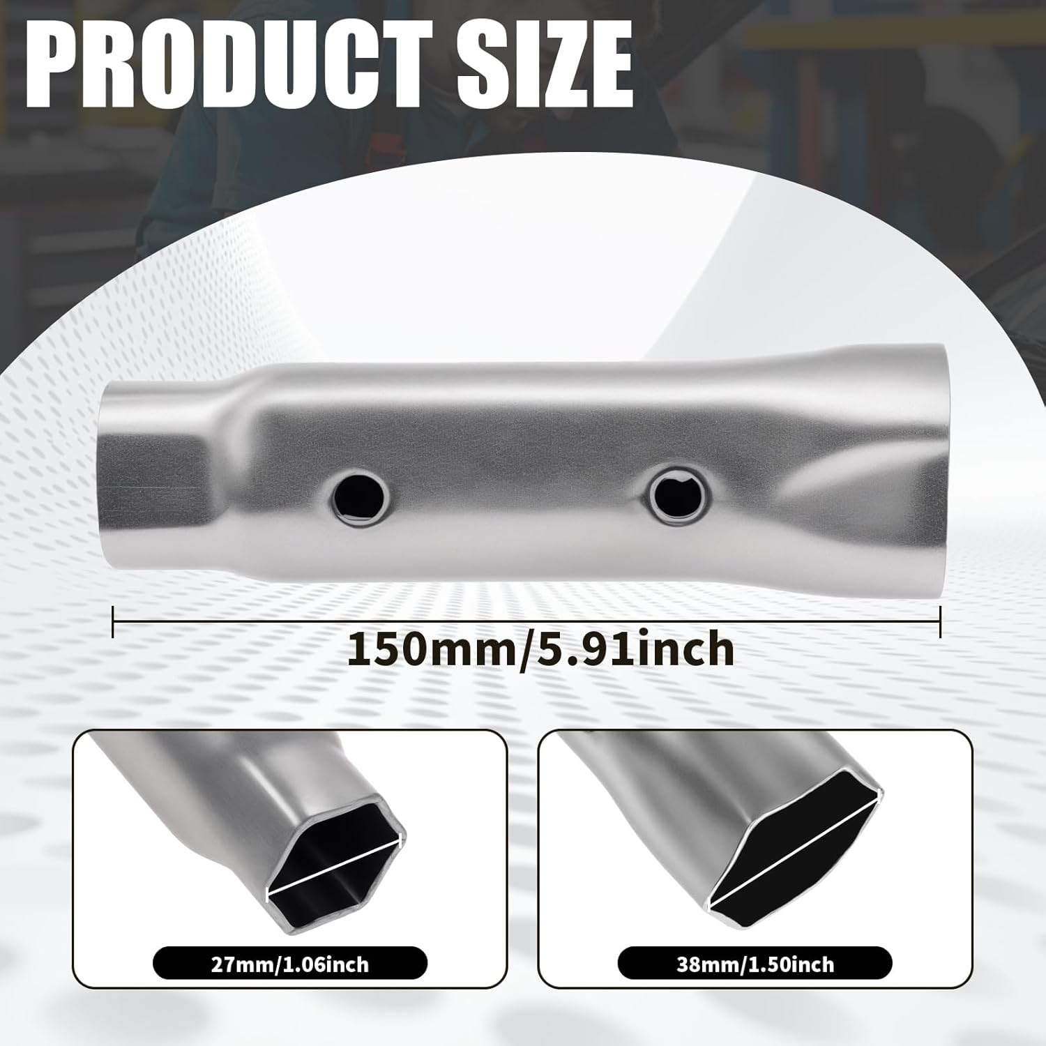 Galvanized Carbon Steel RV Water Heater Element Wrench, Water Heater Hex Socket, Compact Anode Rod Hex Wrench, Hex Socket for RV Camper Travel Trailer Motorhome, 1-1/16 in X 1-1/2 in X 6 in (1)