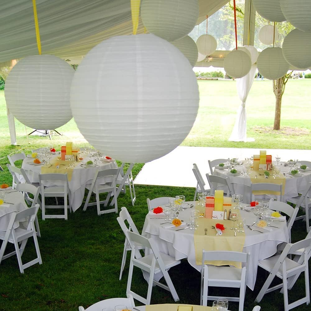 20Pcs White Paper Lanterns Chinese Hanging Paper Lanterns Mix Size Decorative Party Lanterns for Wedding Birthday Halloween Party DIY, 4 Size(15-20-25-30Cm) image number 1
