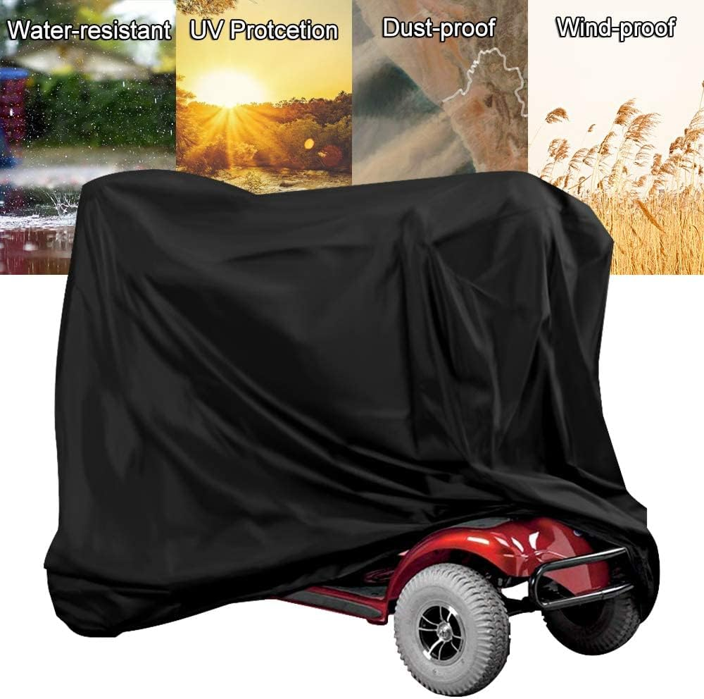 Heavy Duty Mobility Scooter Covers with Storage Bag, Waterproof 190D Oxford Motorbike Protect Cover Anti-Uv Non-Slip Electric Chair Covers Easy to Clean (190X71X117Cm) - 170X61X117Cm image number 6