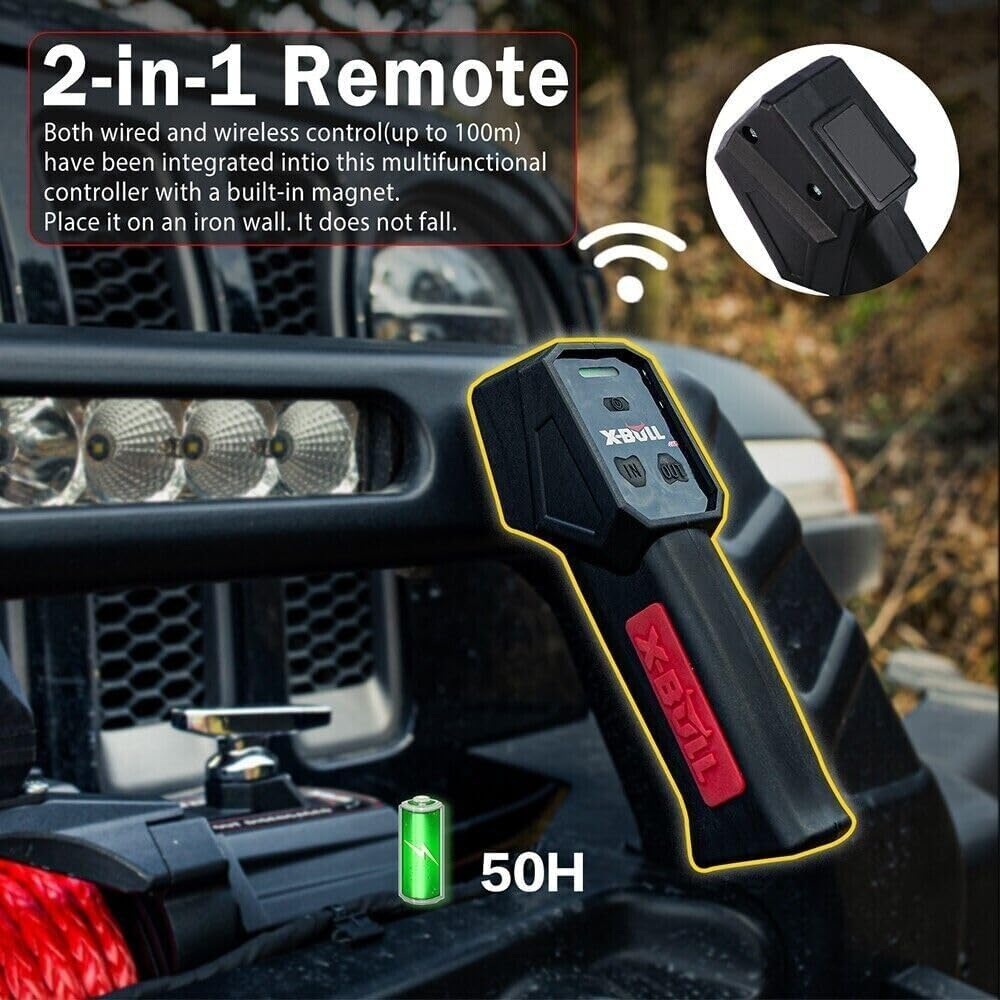 X-Bull 4X4 4WD Winch 14500LBS/6577KG 12V Electric Winch with 26M Synthetic Rope Wireless and Handle Remote for Off-Road Automotive SUV Stuck in Sand Mud Snow&hellip;