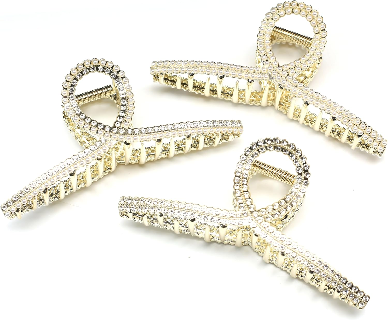 Qingoo Large Metallic Cross Hair Clip Beautiful Women'S Hair Clip Headpiece Elegant Hair Accessory 1 Piece (11.5 Cm X 4.3 Cm, Crystal) image number 1