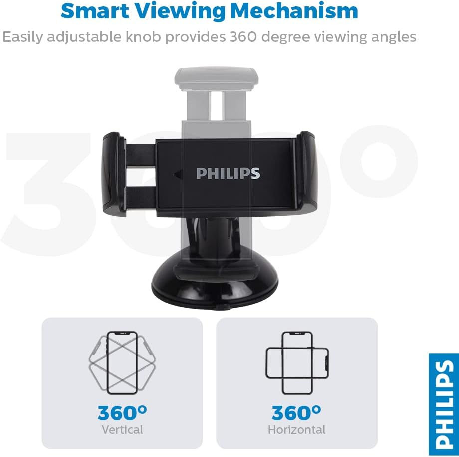 Philips DLK2411SB/97 Car Mobile Phone Holder for Smartphone, GPS, Phablet - Black