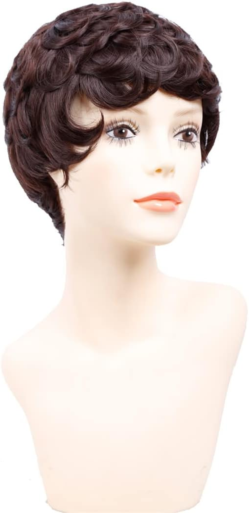 Synthetic Short Wigs for Women Black Short Wig Cosplay Short Curly Hair Drawstring with Combs inside #30 8Inches image number 2