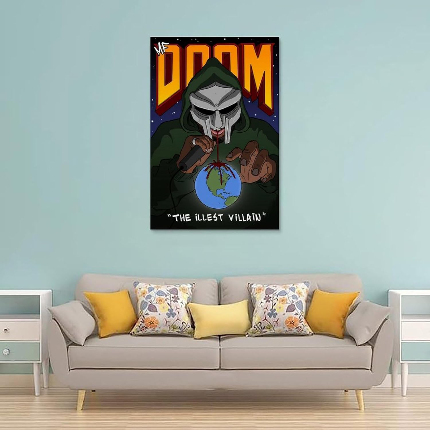 Rapper Mf Doom Poster Poster Canvas Painting Wall Art Picture Home Decor Print for Bedroom Living Room Dorm Study Bar Office 12X18Inch(30X45Cm) image number 3
