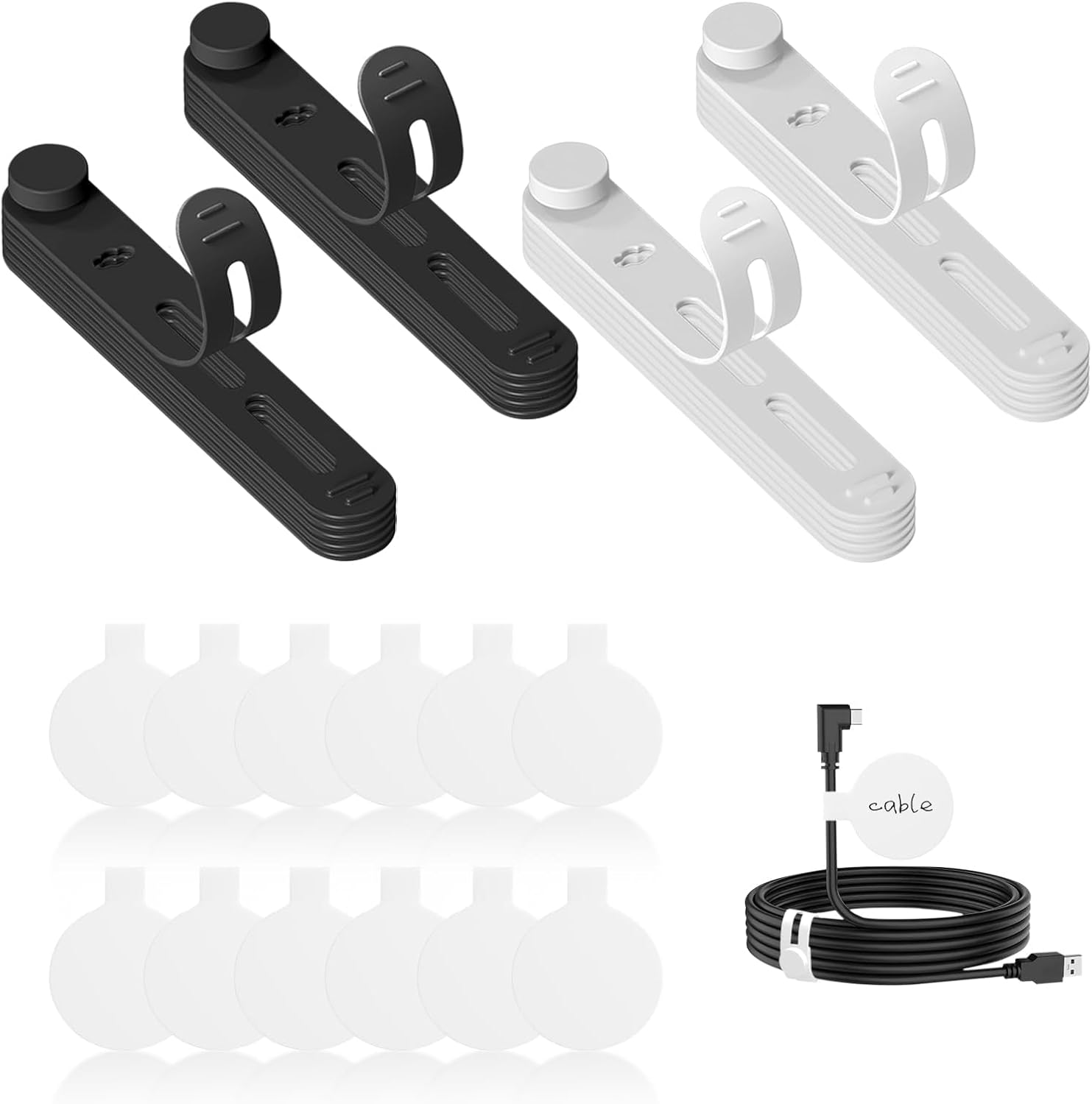 36-Pack Silicone Cable Ties and Cable Labels Sets, 24 Silicone Cord Ties+12 Identification Cord Labels，Reusable Wire Tie and Wire Tags for Cable Management image number 6