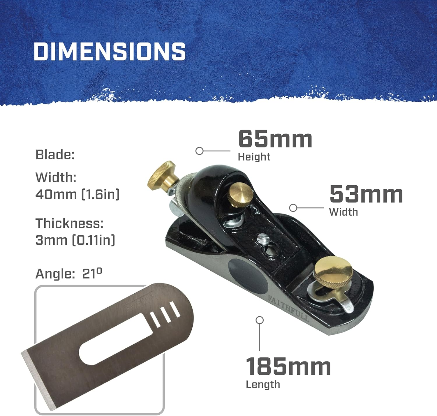 Faithfull 912 Block Plane in Wooden Storage Box &ndash; Precision Machined Cast Iron Low Angle Hand Plane for End Grain Work & General Purpose Finishing image number 5