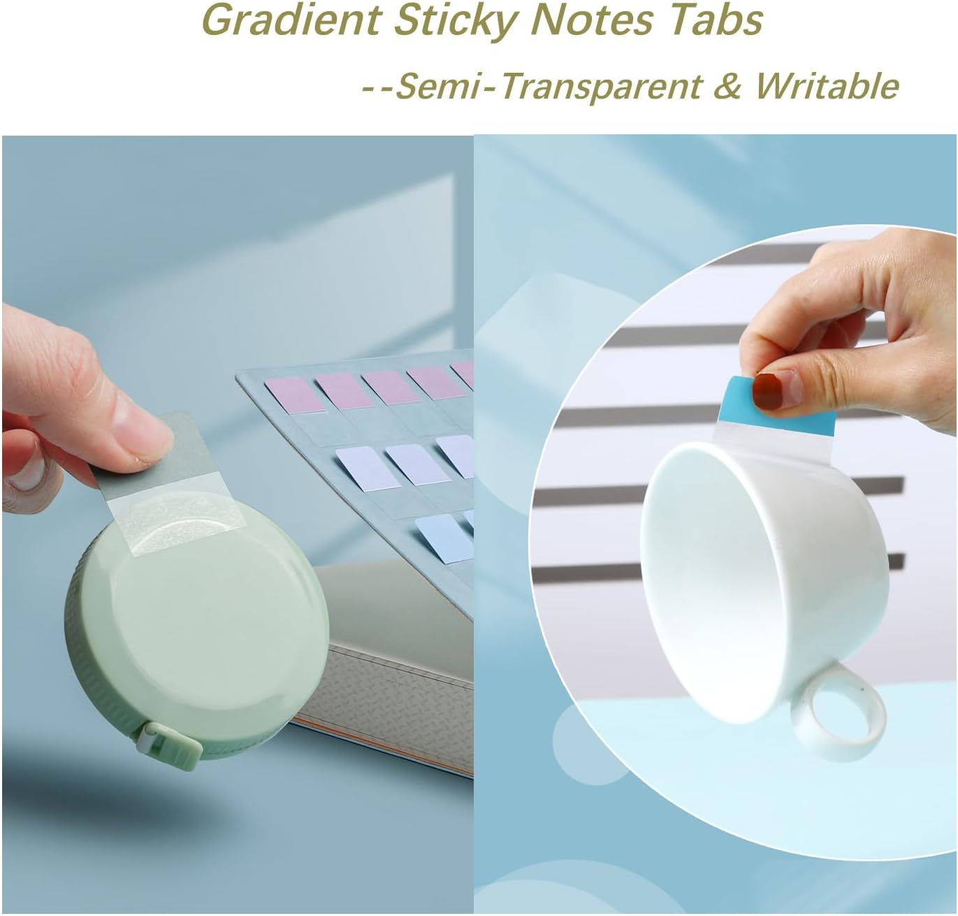 Pastel Sticky Notes Tabs, Transparent Sticky Tabs, Index Tabs, Sticky Notes Writable Annotation Tabs for Book Reading, File Classification, Book Tabs Flags, Label, Page Markers (Type B-L+M+S)