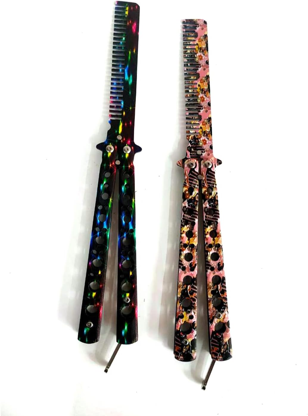 WANLIAN Beautiful Comb,Beautiful Comb Stainless Steel Folding Practice Combs Hair Styling Tools for Sport Outdoor Use (2 Dragon)