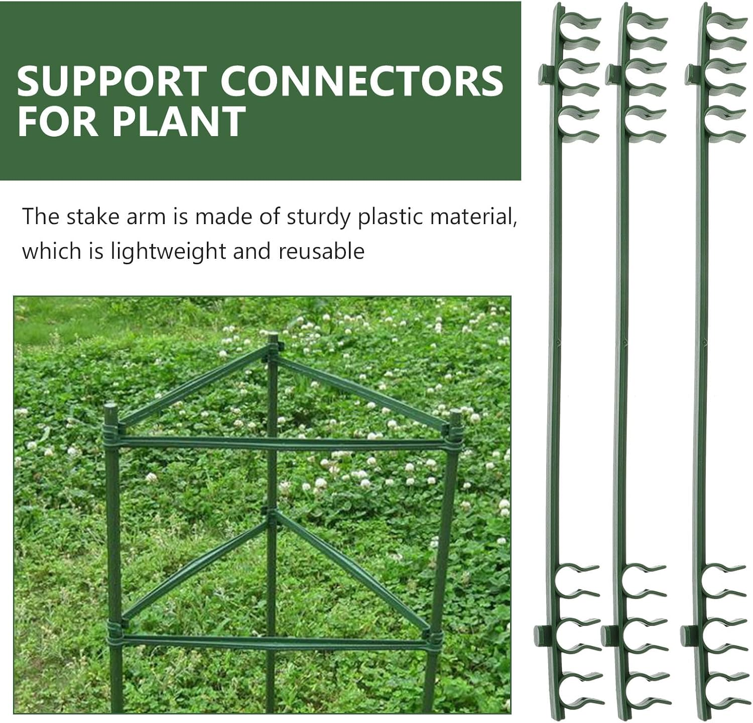 FUTUREORYY 50Pcs Plant Support Connectors Garden Stake Trellis Connectors for Greenhouse Frame and Pipe Clamp Plant Trellis Gardening Fixing image number 2